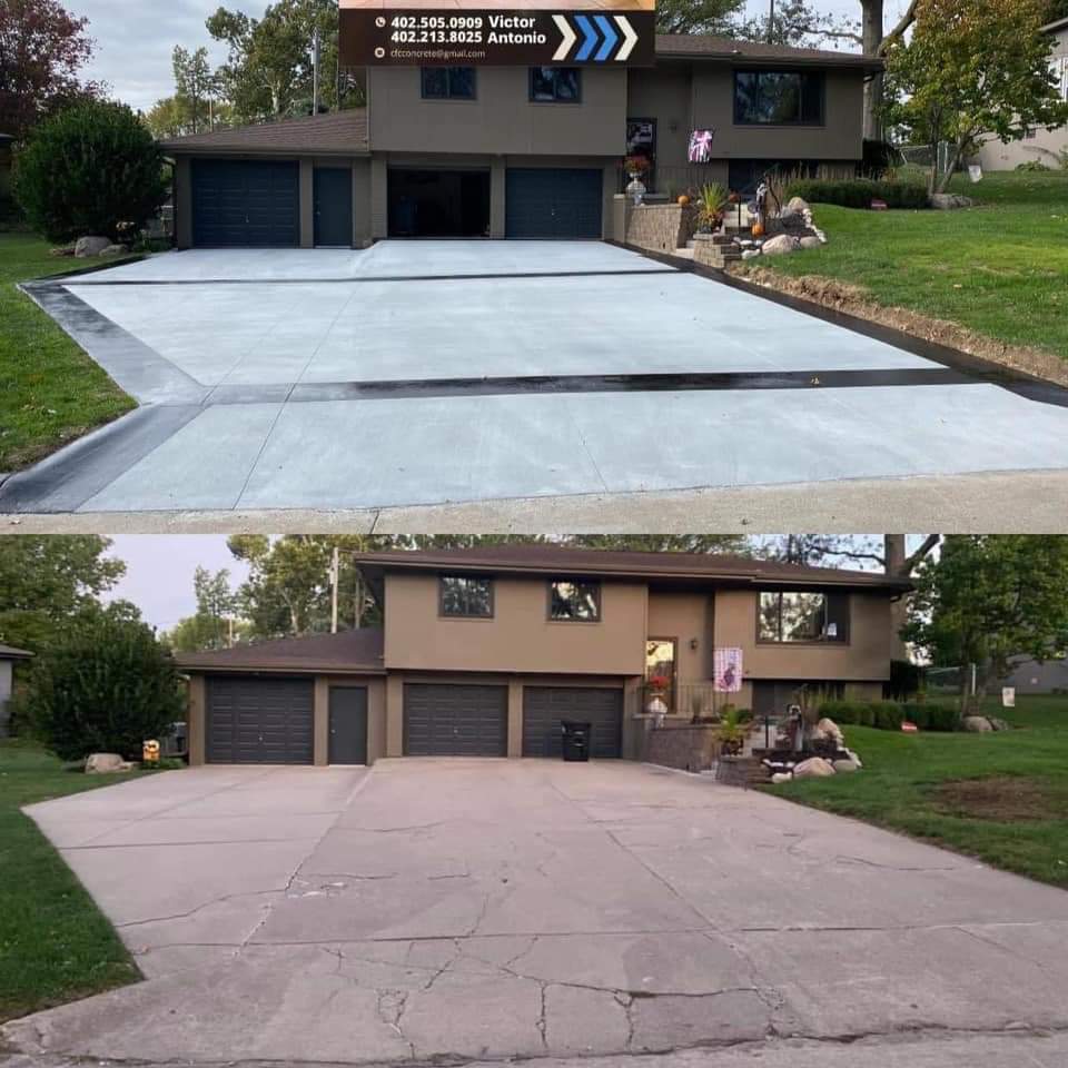 Concrete workers pouring foundation
